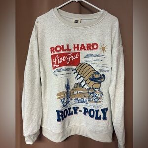 Western Rodeo Cowboy Dung Beetle Roll Hard Live Free Comfort Color Sz L Crewneck